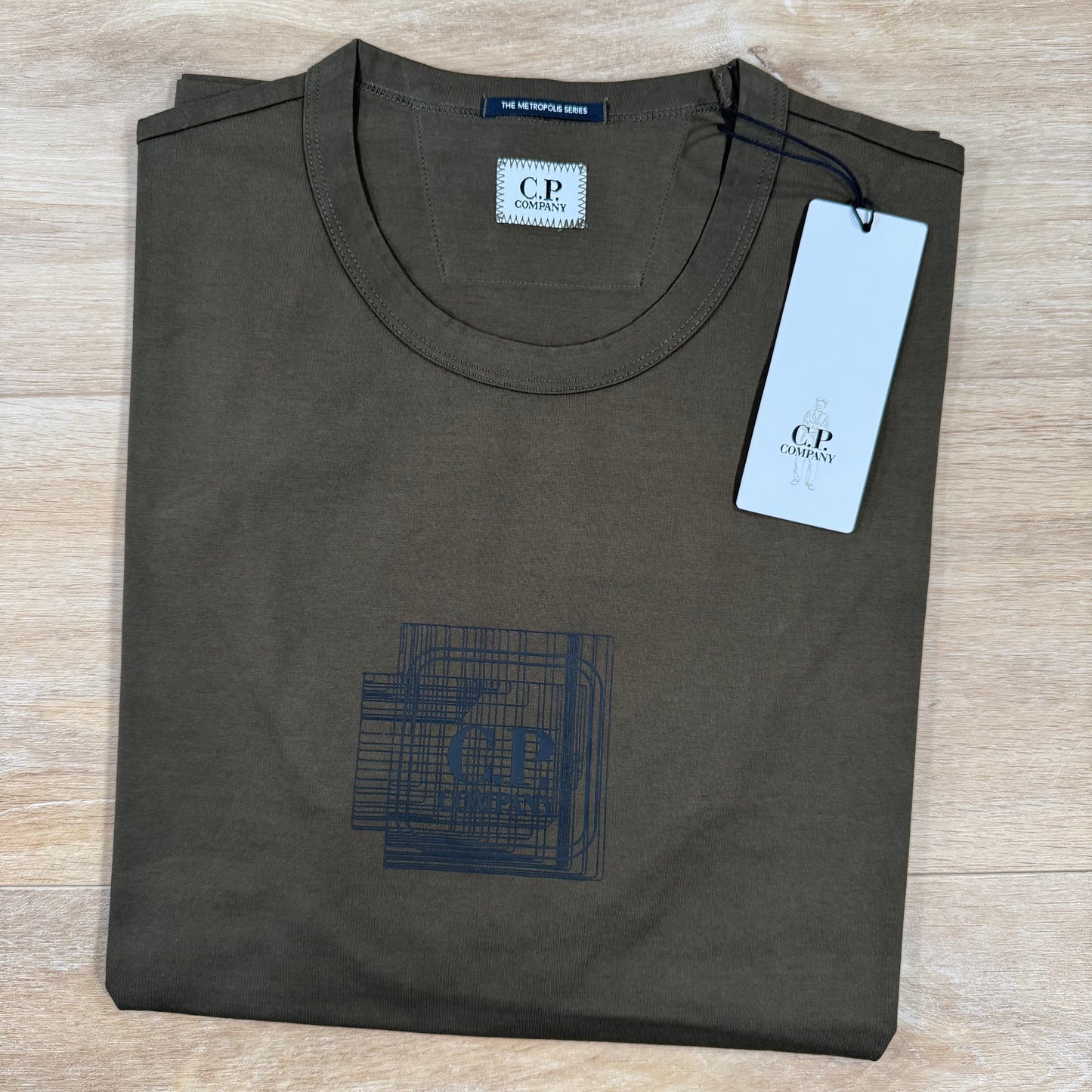 CP Company Metropolis Series Blurred Logo T-Shirt in Ivy Green