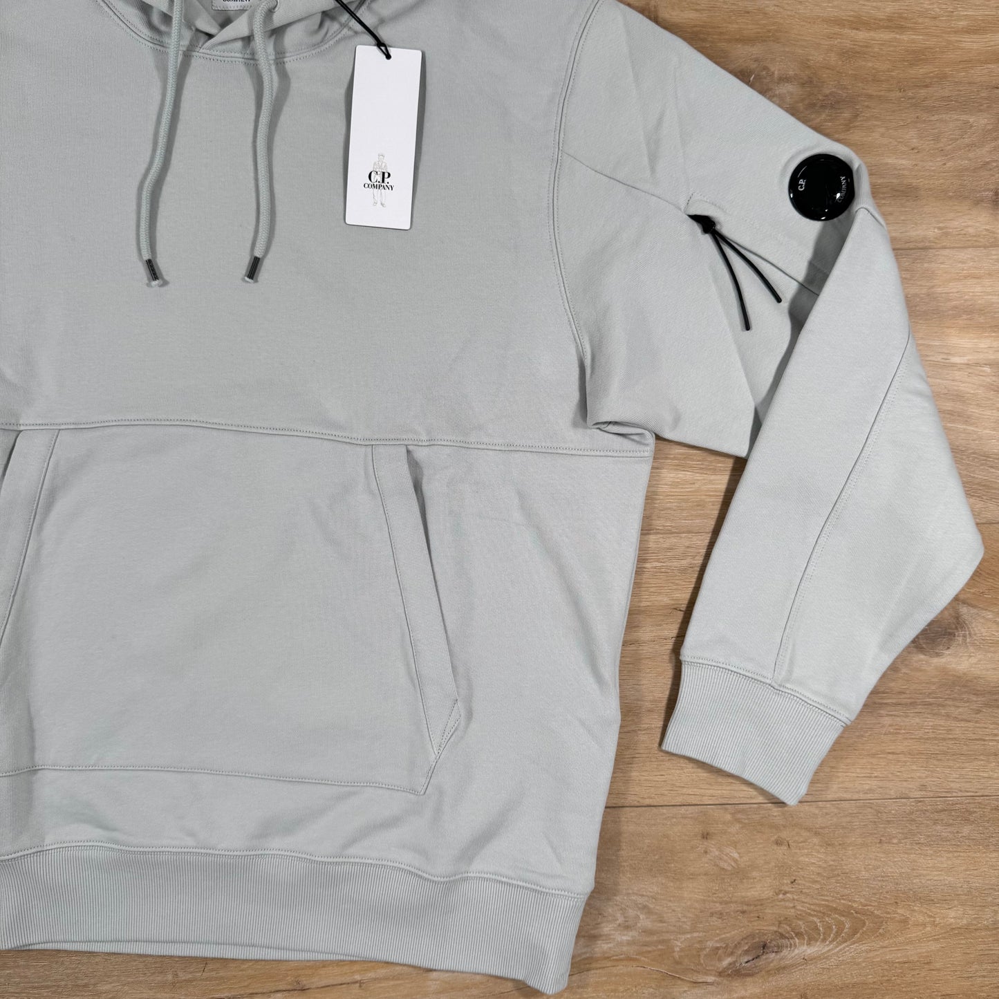 CP Company Diagonal Raised Fleece Lens Hoodie in Blue Fox - Grey