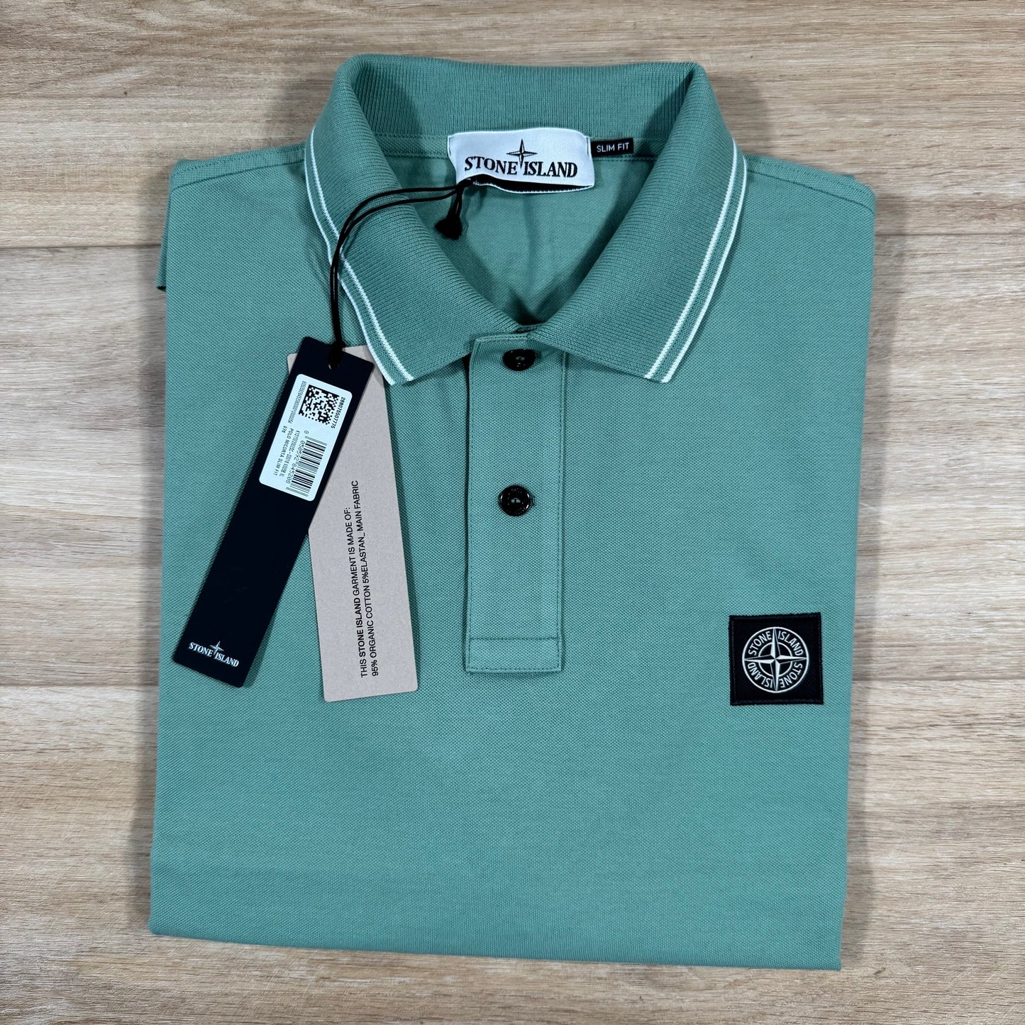 Stone Island Organic Cotton Pique Polo Shirt in Mint