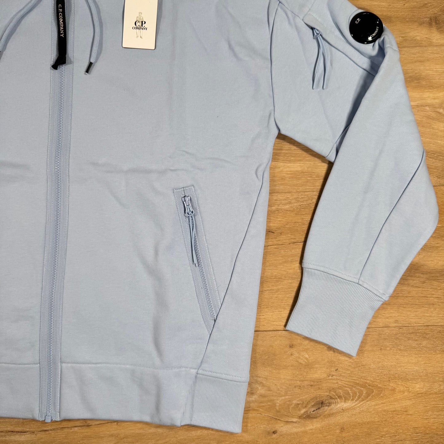 CP Company Diagonal Raised Zipped Lens Hoodie in Cerulean - Light Blue