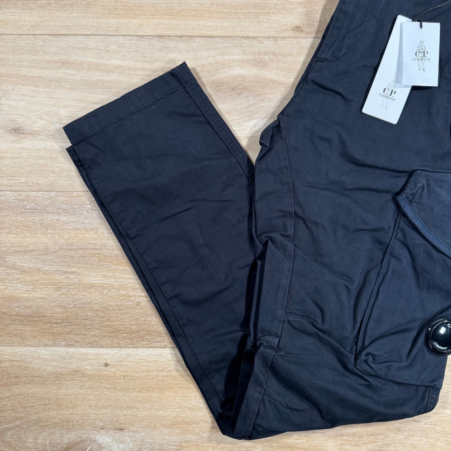 CP Company Stretch Sateen Utility Cargo Lens Pants in Navy