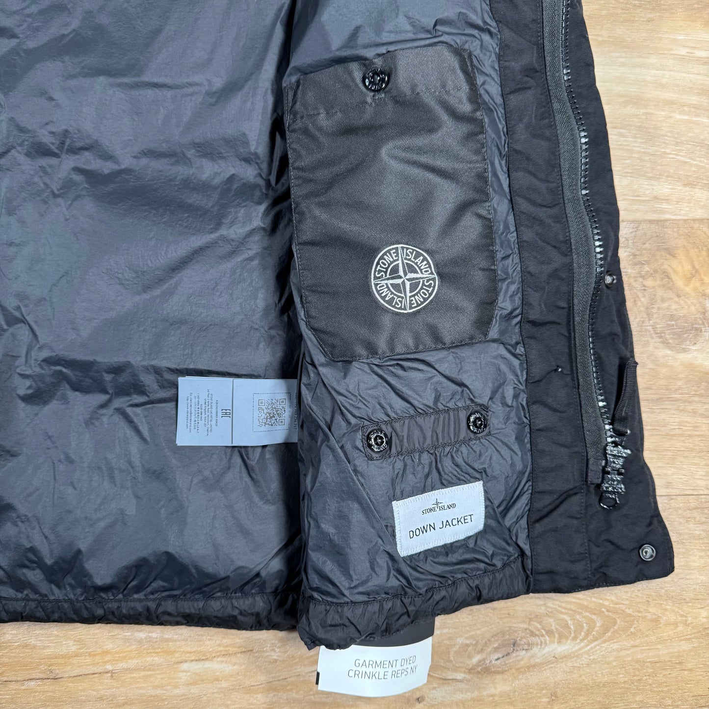 Stone Island Crinkle Reps NY Nylon Down Vest in Black