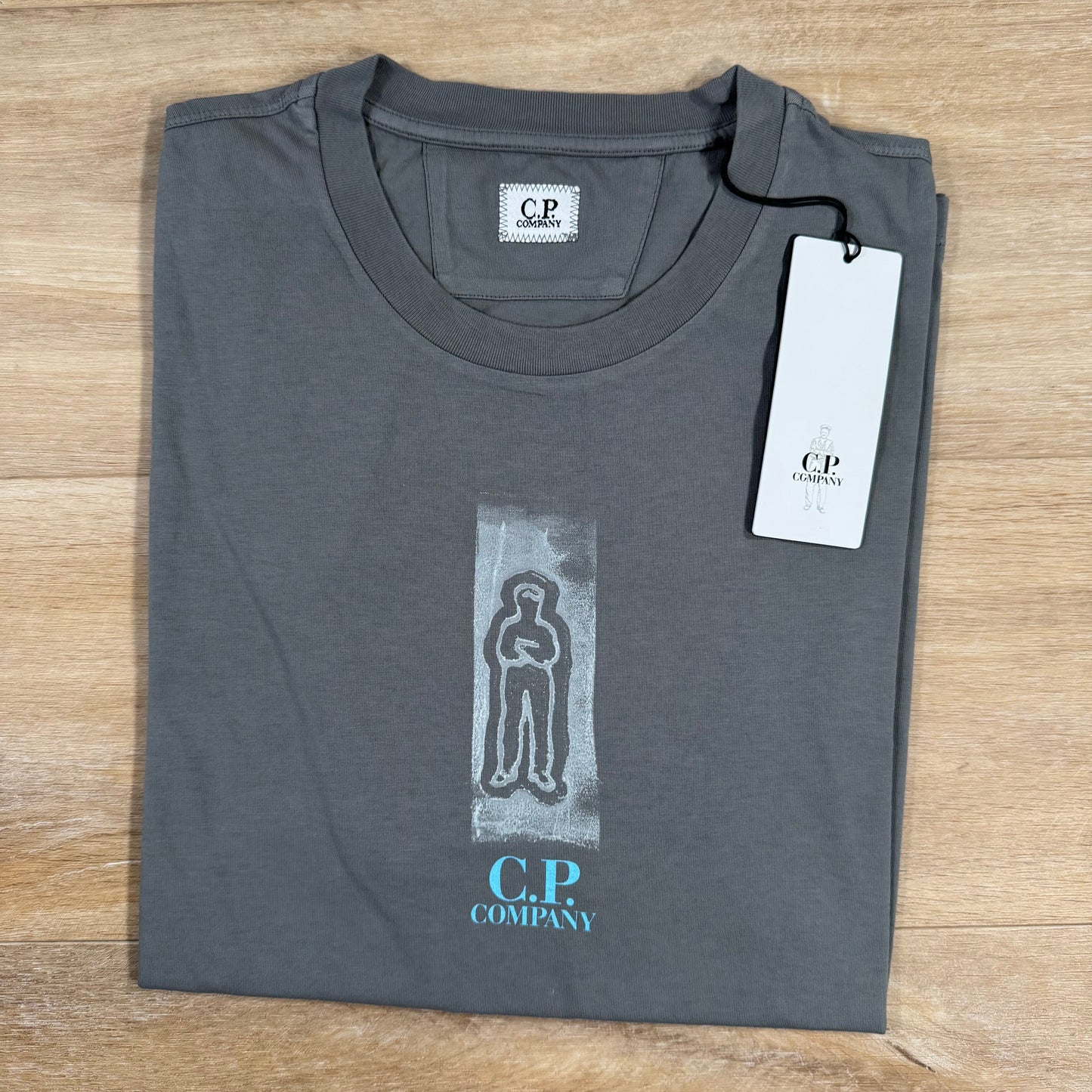 CP Company 24/1 Front and Back Logo T-Shirt in Smoked Pearl
