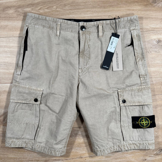 Stone Island Brushed Cotton Cargo Bermuda Shorts in Desert