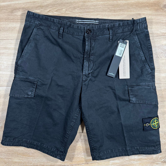Stone Island Stretch Twill Cargo Shorts in Black