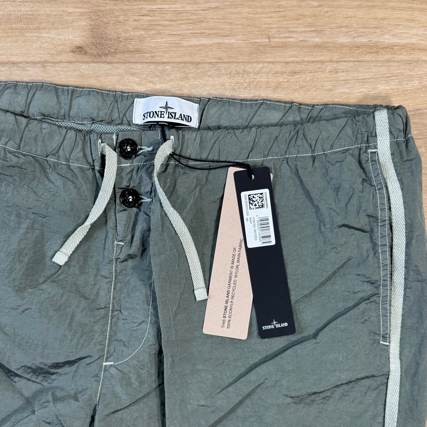 Stone Island Nylon Metal Button Swim Shorts in Sage Green