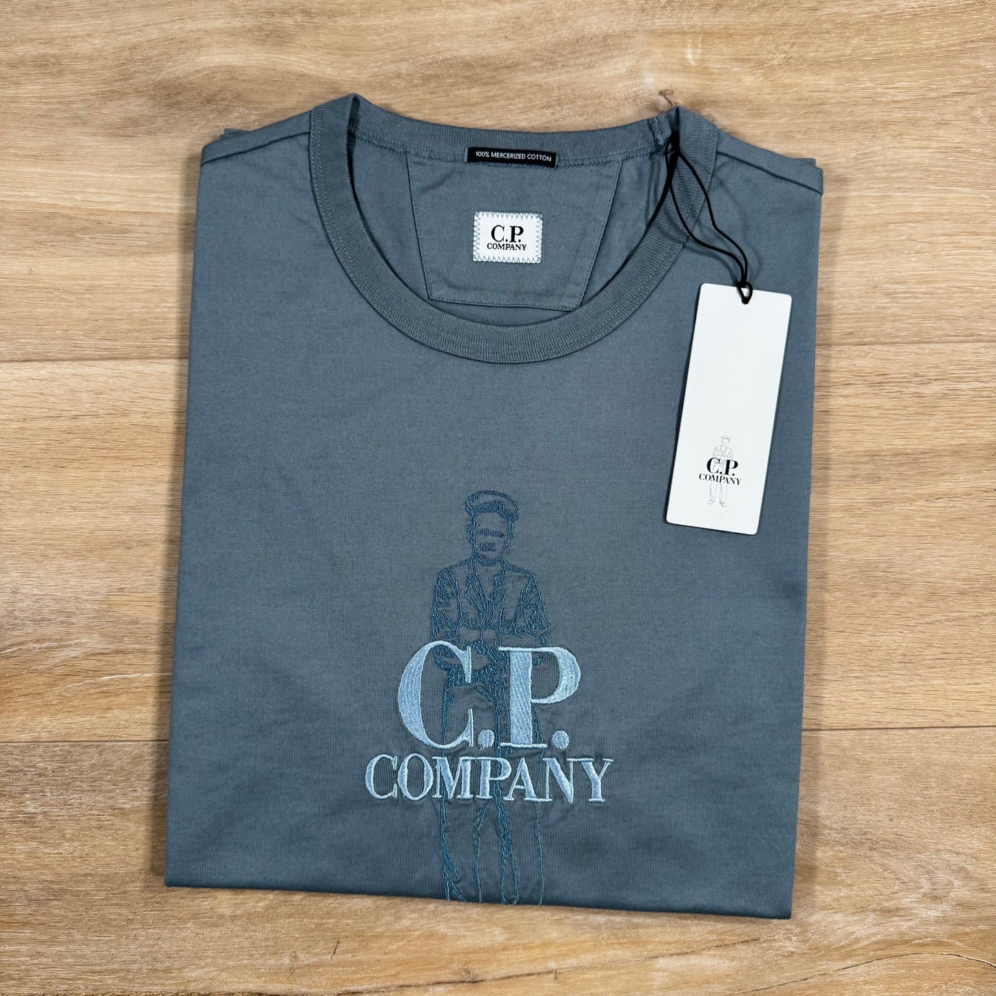CP Company 30/2 Mercerized Jersey Twisted British Sailor T-Shirt in Stormy Weather - Blue