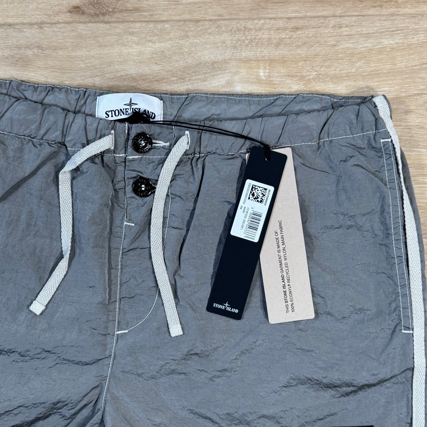 Stone Island Nylon Metal Button Swim Shorts in Pearl Grey