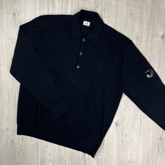 CP Company Wool Polo Shirt - Black
