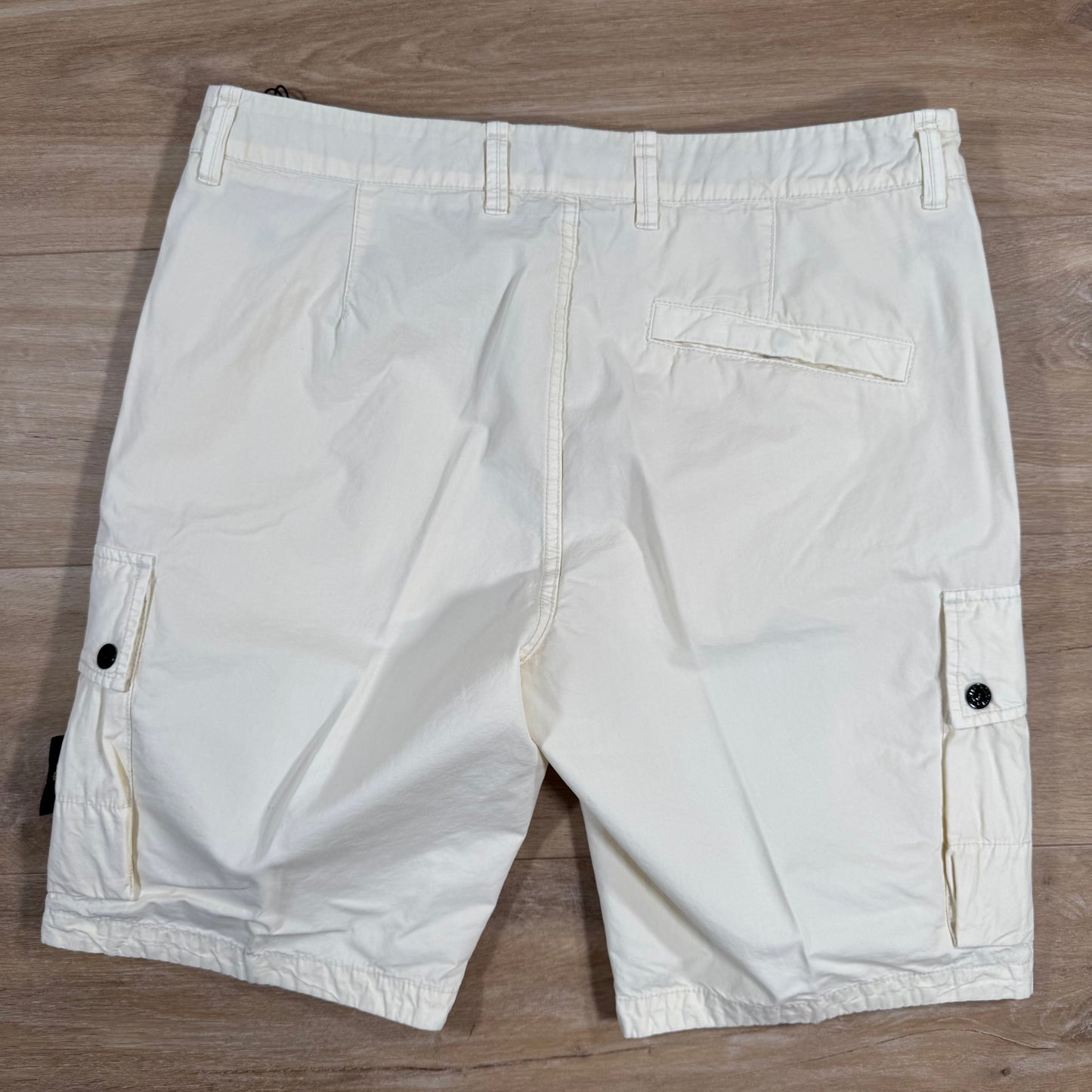 Stone Island Brushed Cotton Cargo Bermuda Shorts in Ivory
