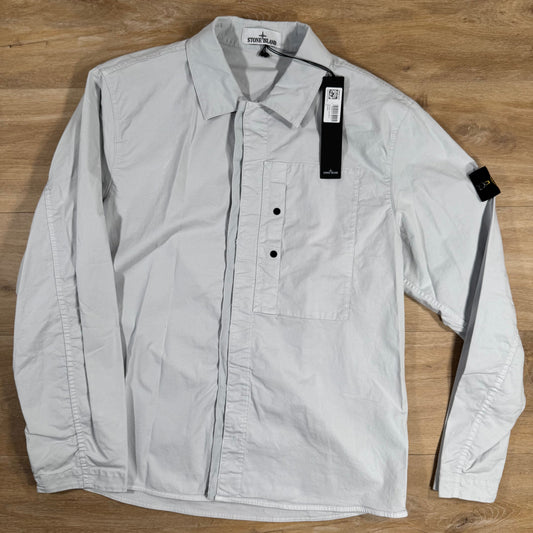 Stone Island Supima Twill Stretch-TC Overshirt in Sky Blue