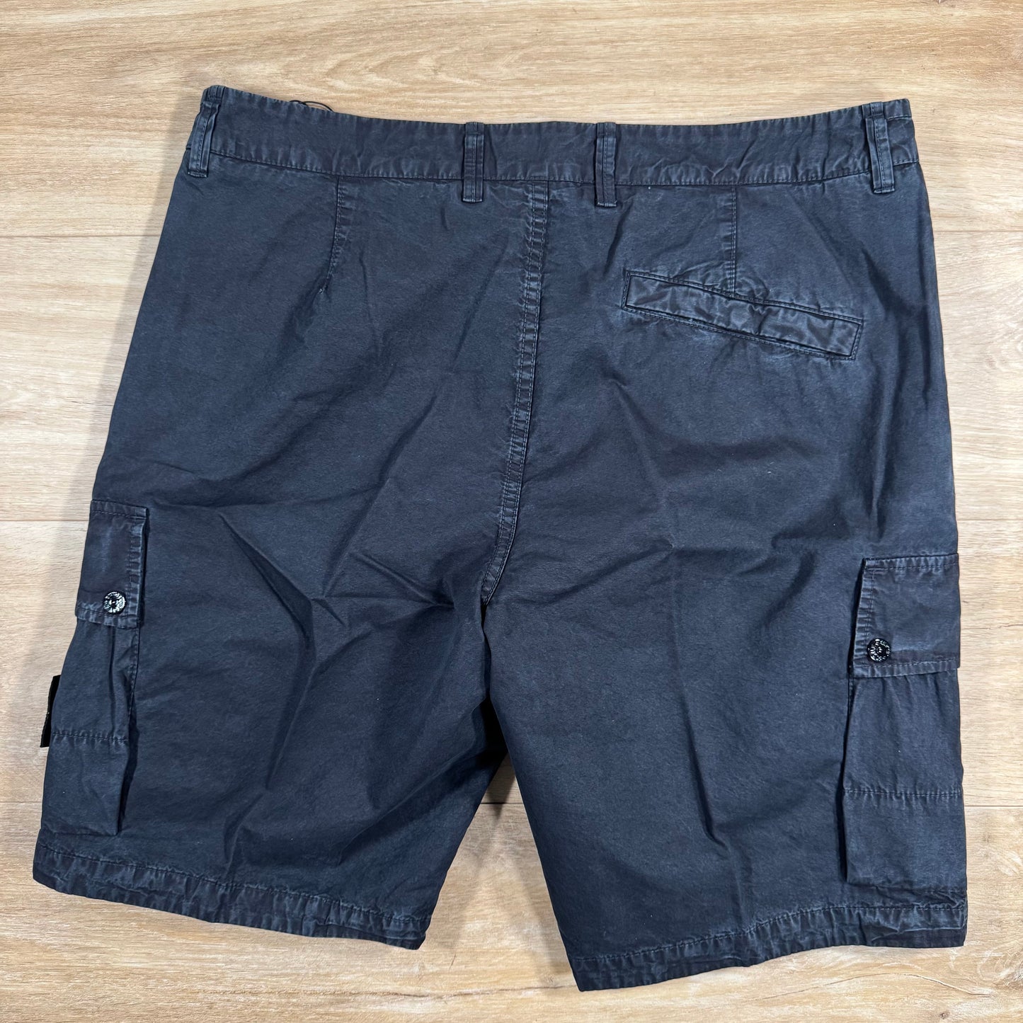 Stone Island Brushed Cotton Cargo Bermuda Shorts in Navy