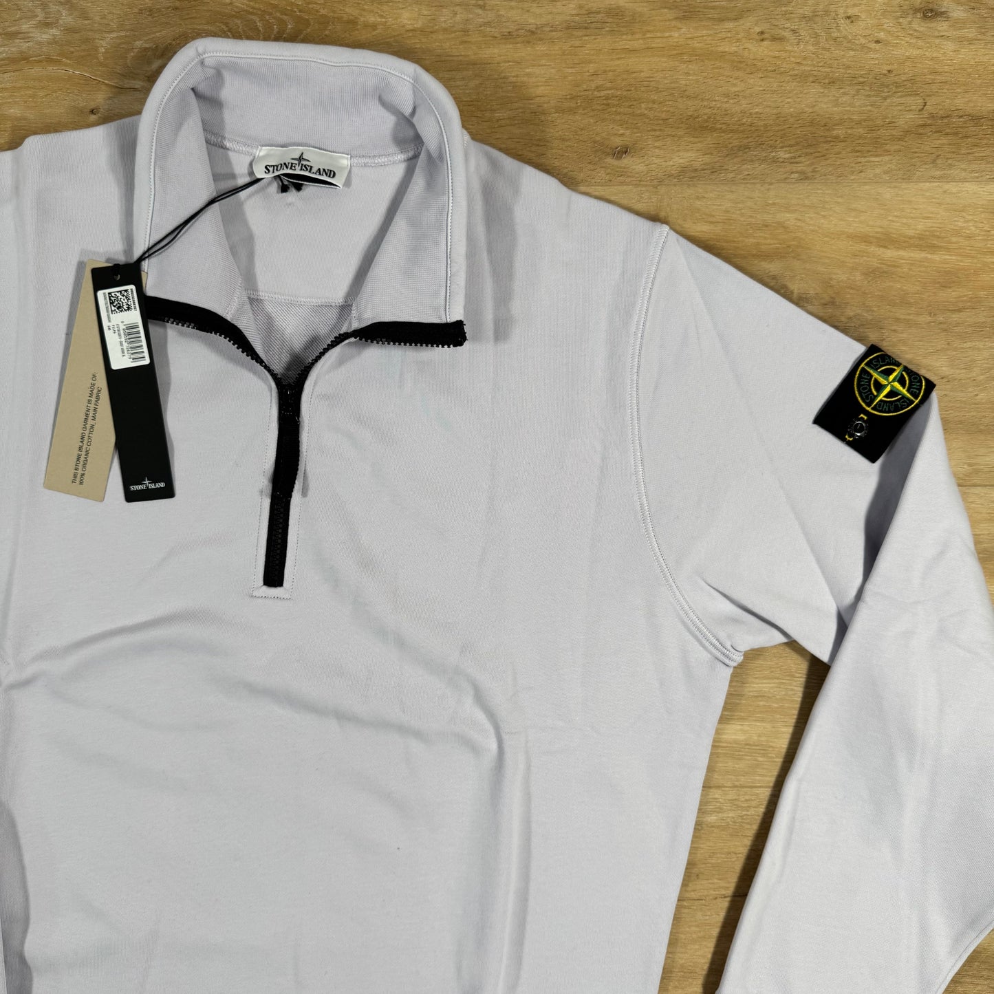 Stone Island Organic Cotton Half-Zip Sweatshirt in Lilac