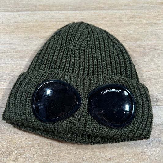 CP Company Extra Fine Merino Wool Goggle Beanie in Ivy Green
