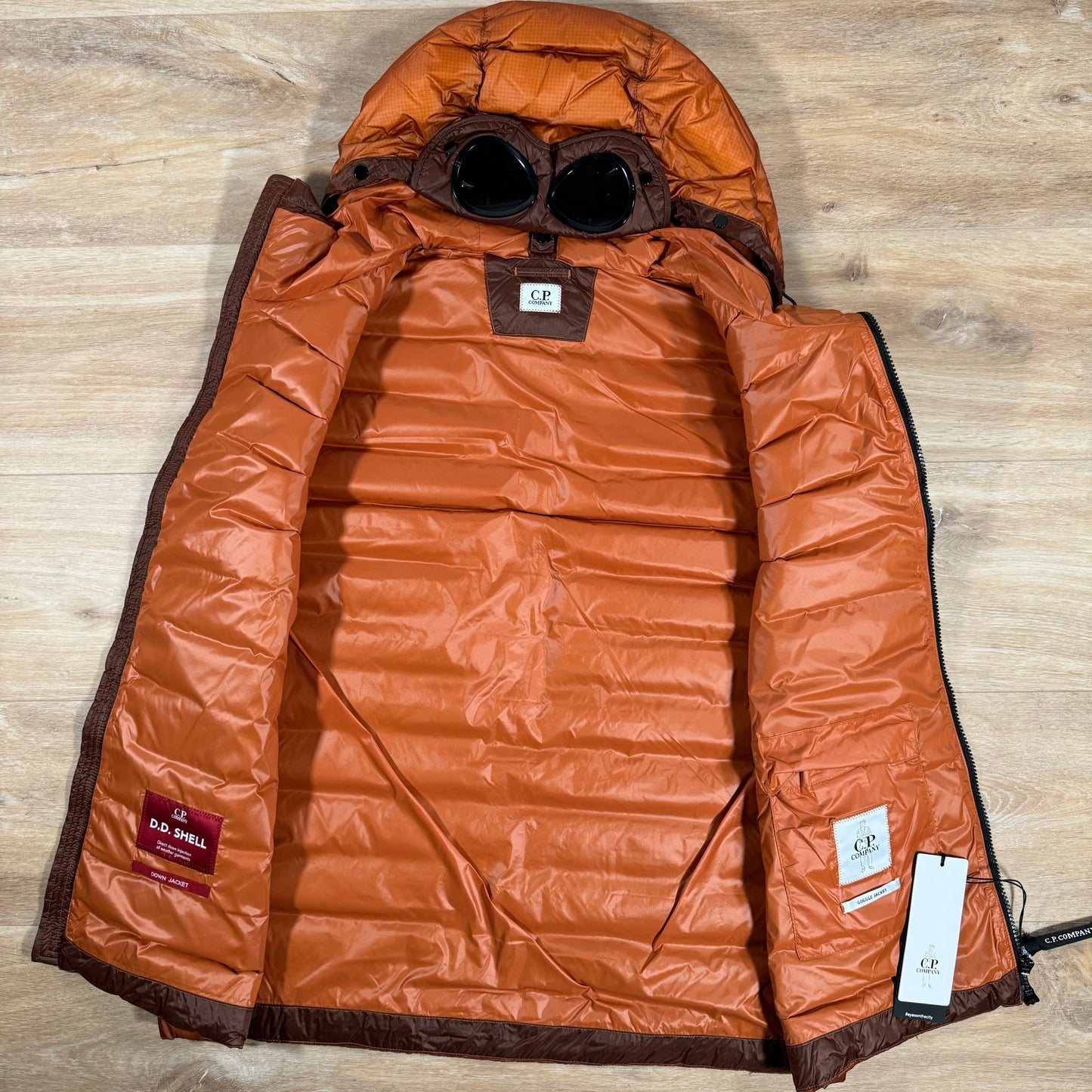 CP Company DD Shell Goggle Down Vest in Bombay Brown