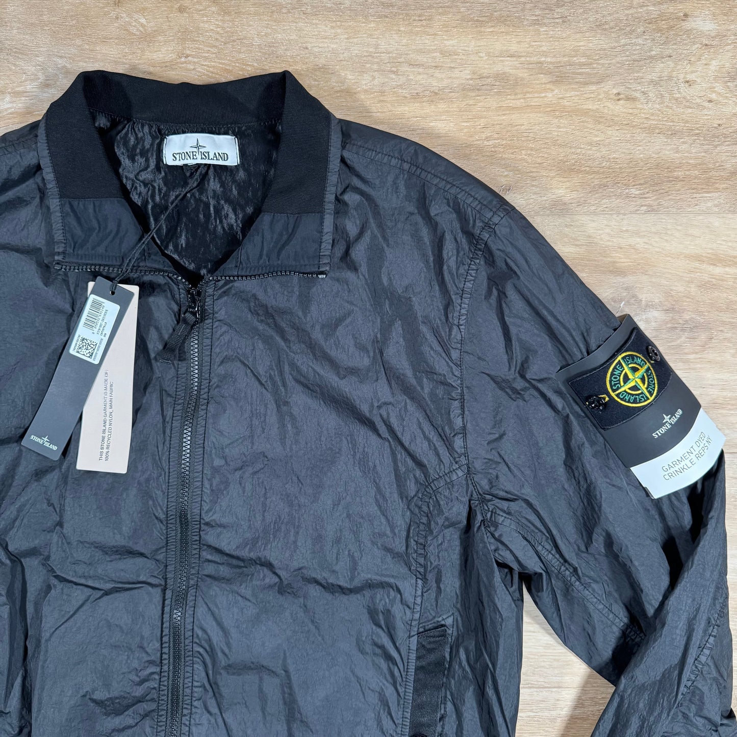 Stone Island Crinkle Reps R-NY Bomber Jacket in Black