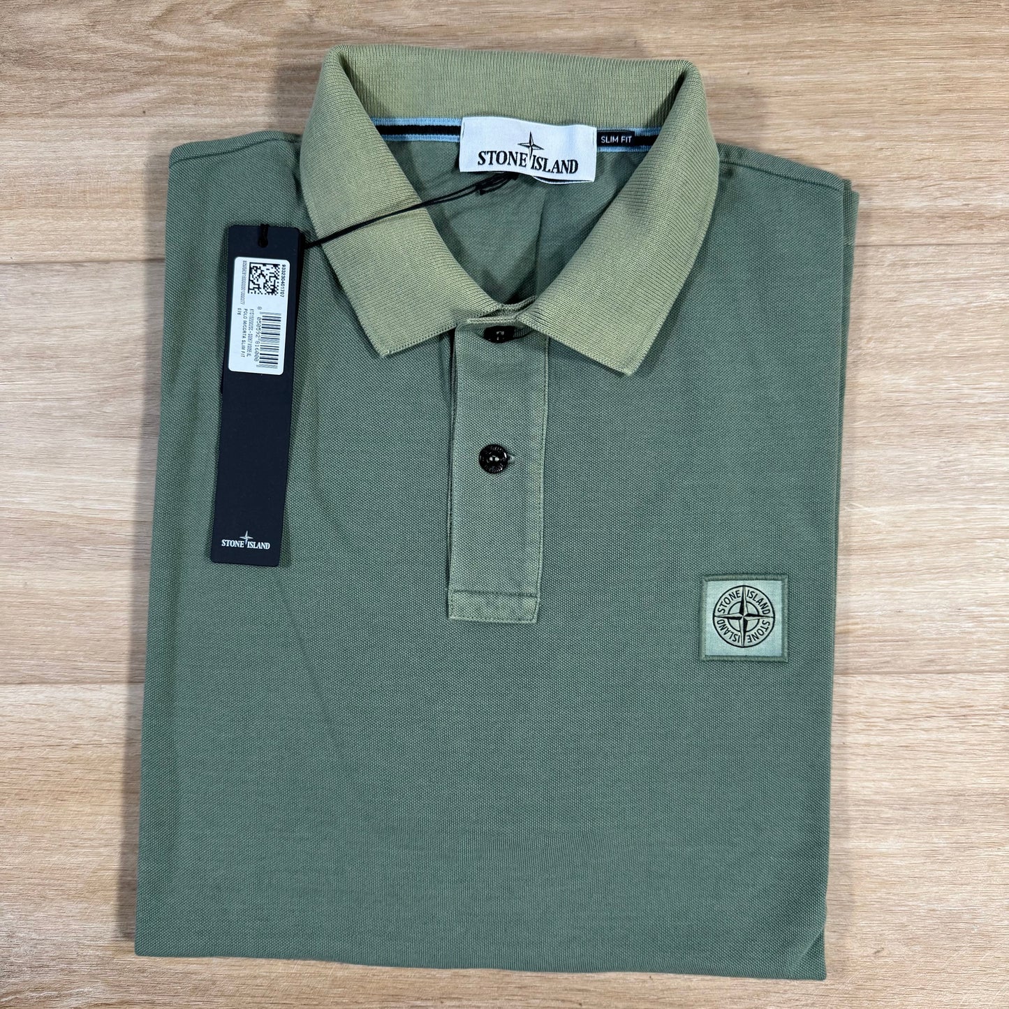 Stone Island Organic Cotton Overdye Polo Shirt in Sage Green
