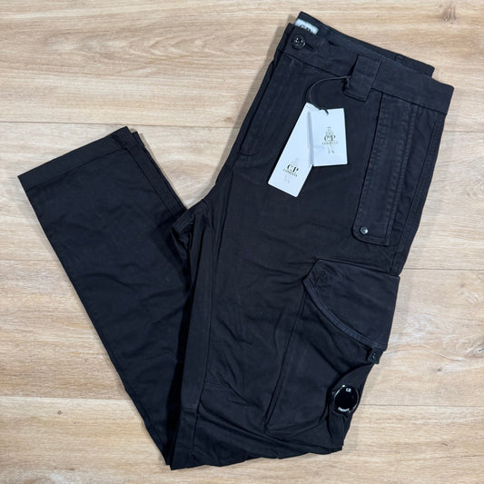 CP Company Stretch Sateen Utility Cargo Lens Pants in Black