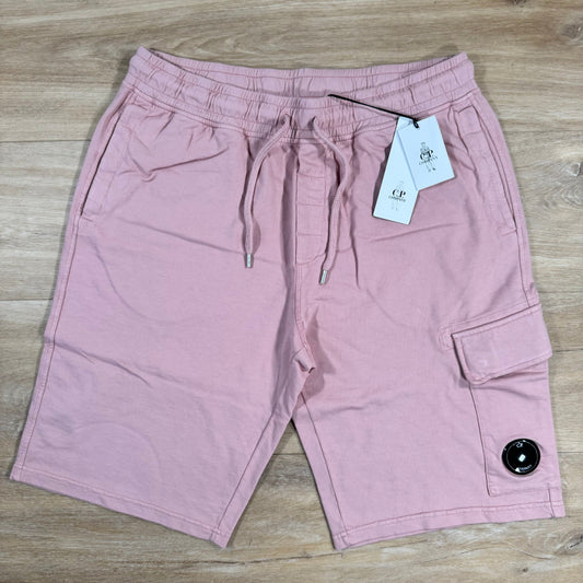 CP Company Light Fleece Cargo Lens Shorts in Misty Rose - Pink