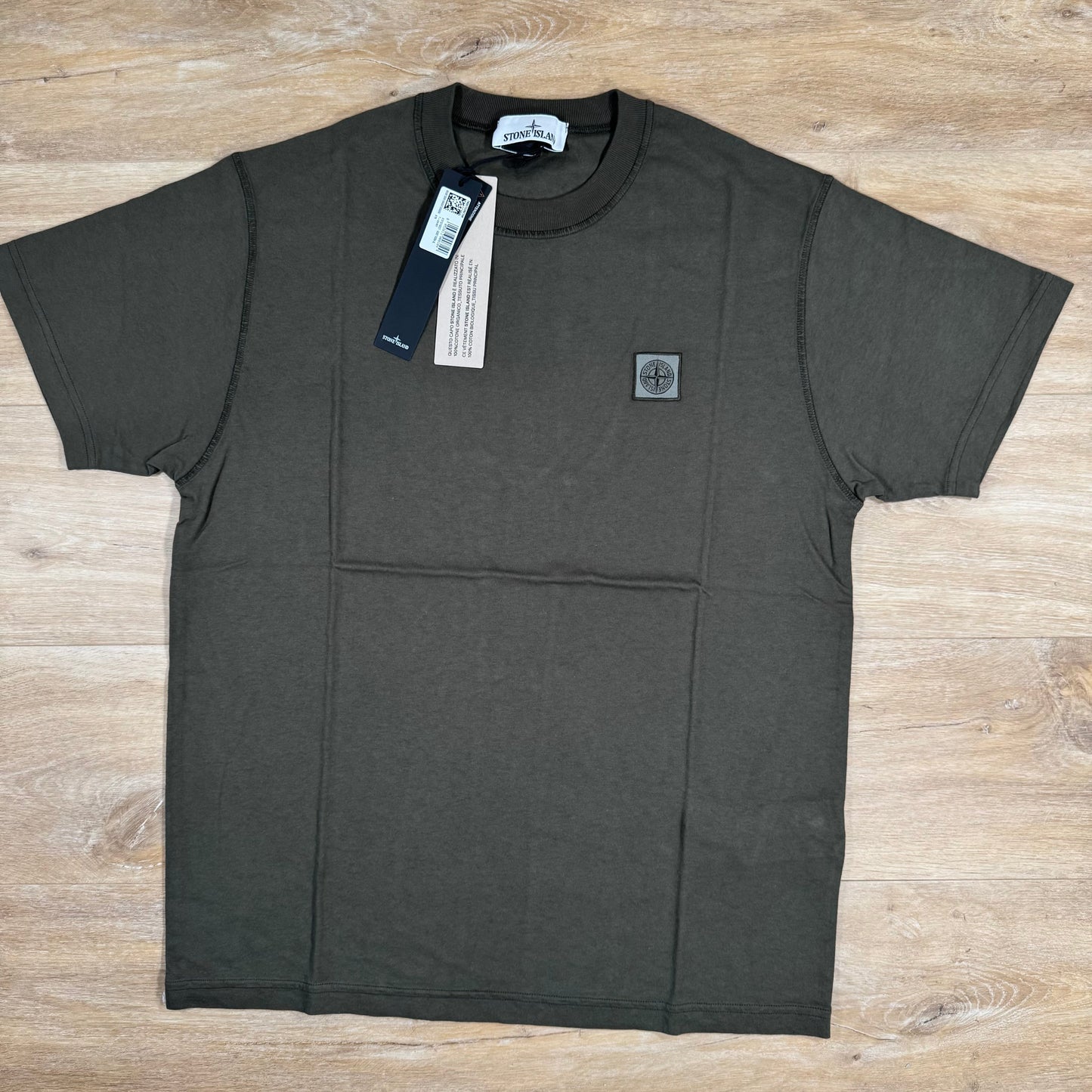 Stone Island Organic Cotton Patch Logo T-Shirt in Military Green