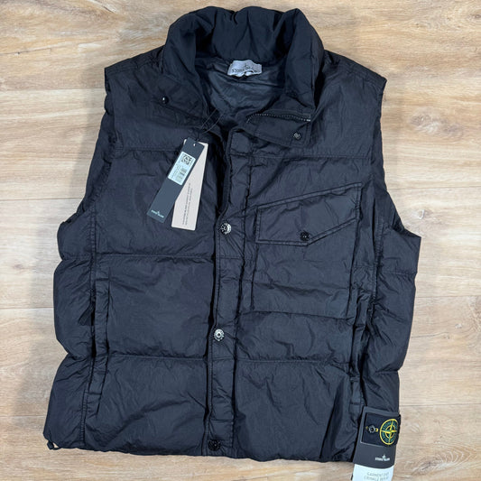 Stone Island Crinkle Reps NY Nylon Down Vest in Black