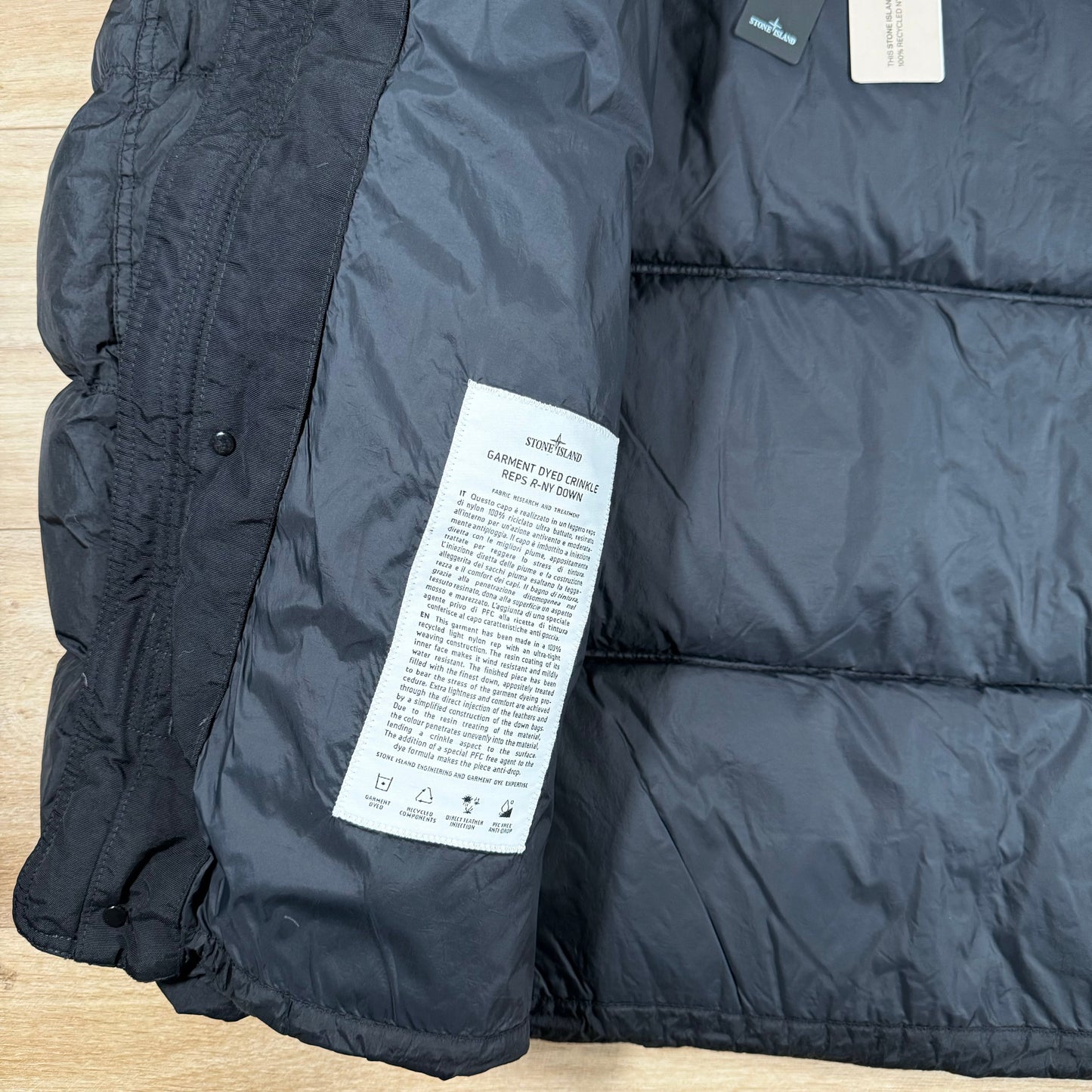 Stone Island Crinkle Reps-NY Down Jacket in Black