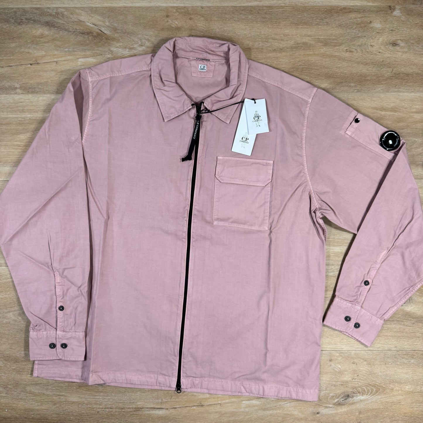 CP Company Organic Gabardine Lens Overshirt in Misty Rose - Pink