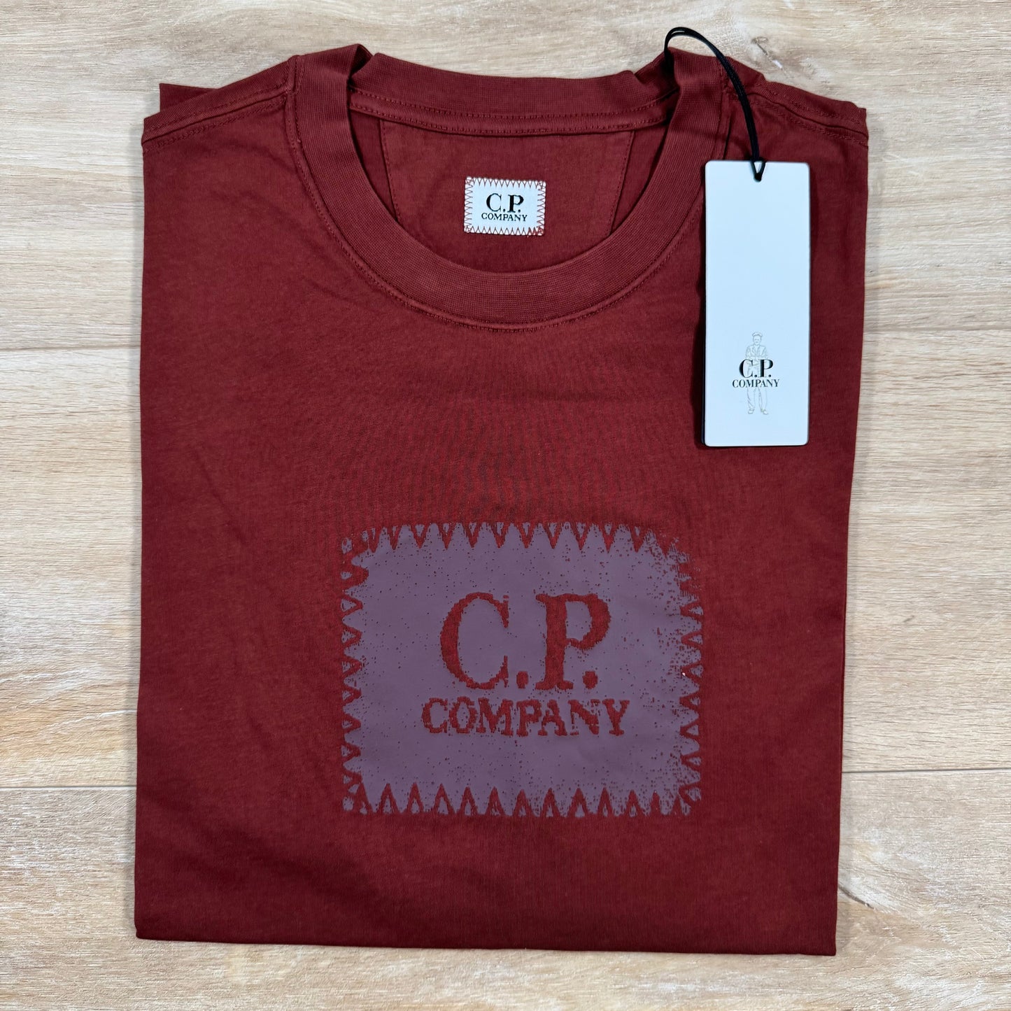 CP Company Stitch Block Logo T-Shirt in Sable - Brown