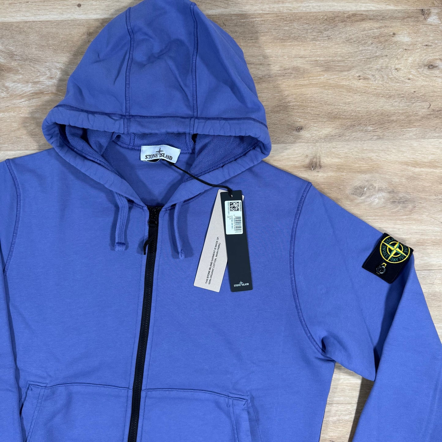 Stone Island Organic Cotton Fleece Zip Hoodie in Lavender
