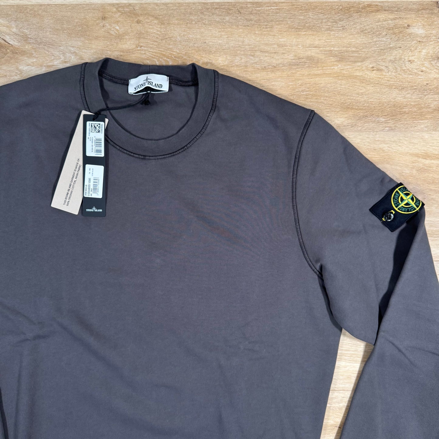 Stone Island Organic Cotton Fleece Sweatshirt in Charcoal Grey