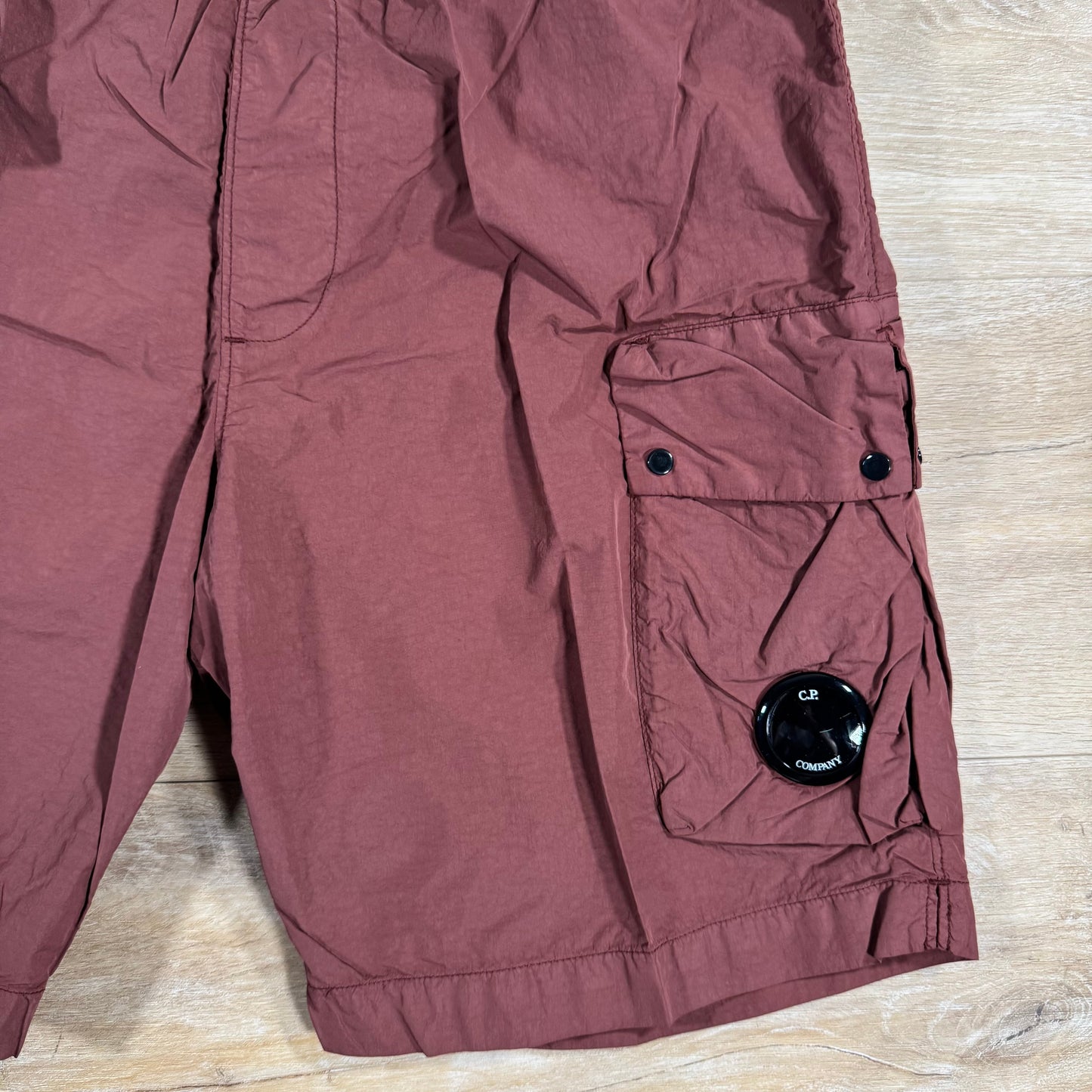 CP Company Flatt Nylon Cargo Lens Swim Shorts in Sable - Brown