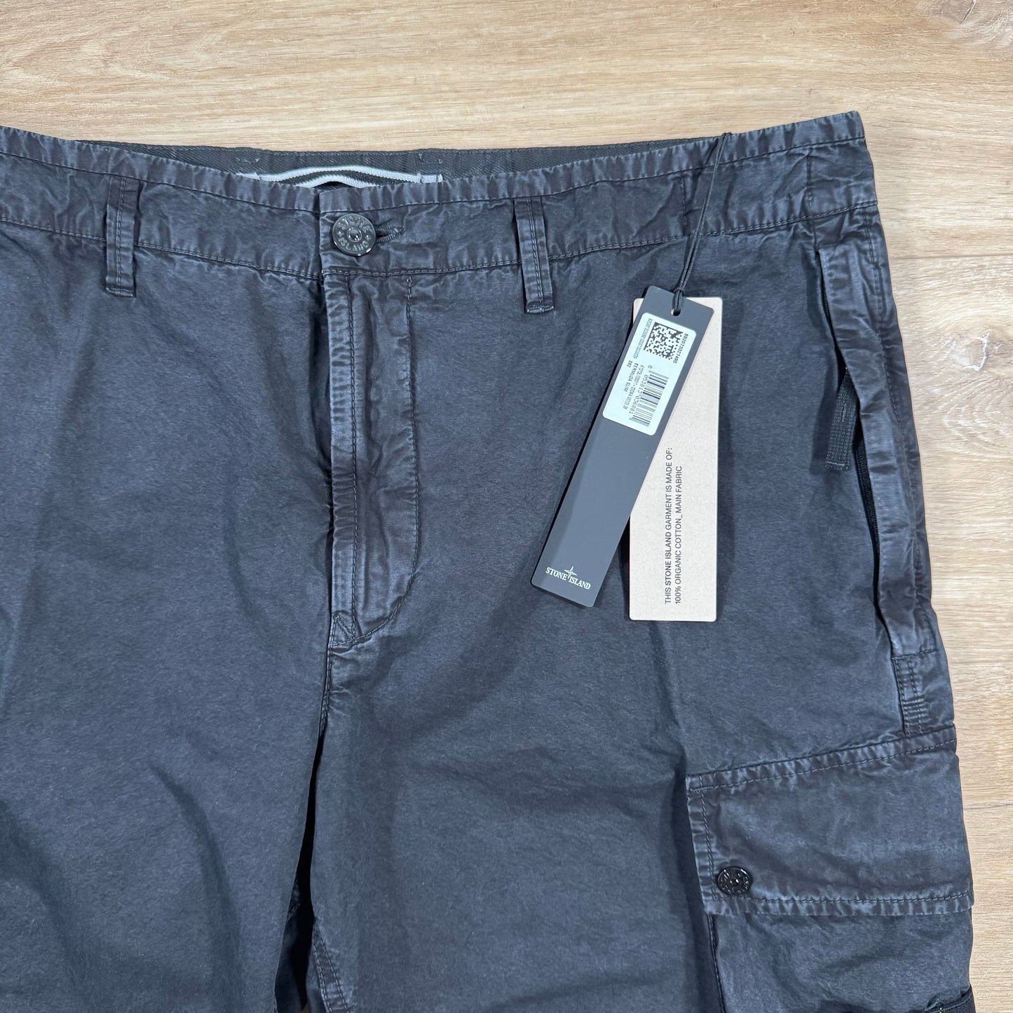 Stone Island Brushed Cotton Cargo Bermuda Shorts in Black