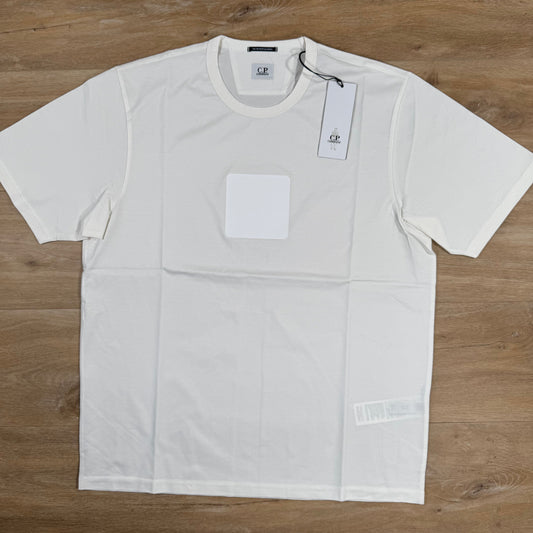 CP Company Metropolis Series Rubberized Logo T-Shirt in Gauze White