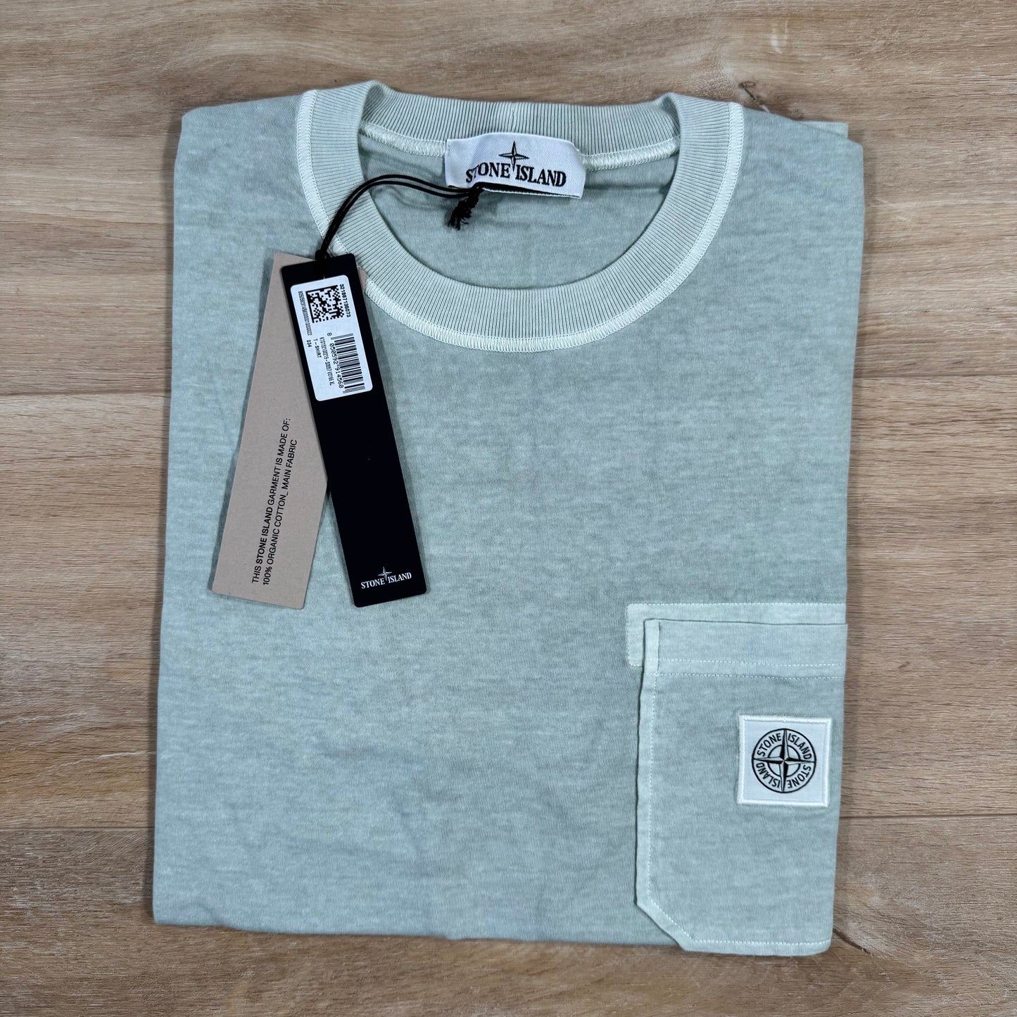 Stone Island Organic Cotton Fissato Effect T-Shirt in Green Grey