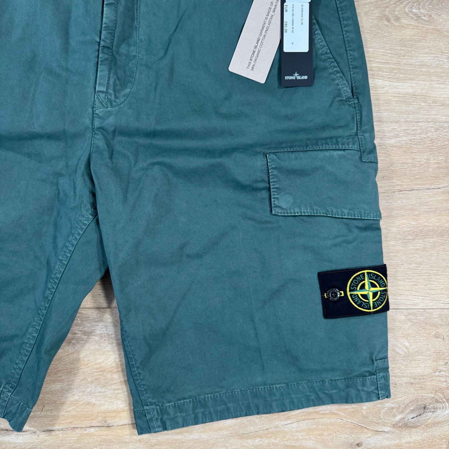 Stone Island Stretch Twill Cargo Shorts in Bottle Green
