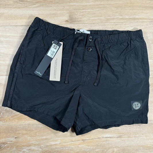 Stone Island Nylon Metal Button Swim Shorts in Black