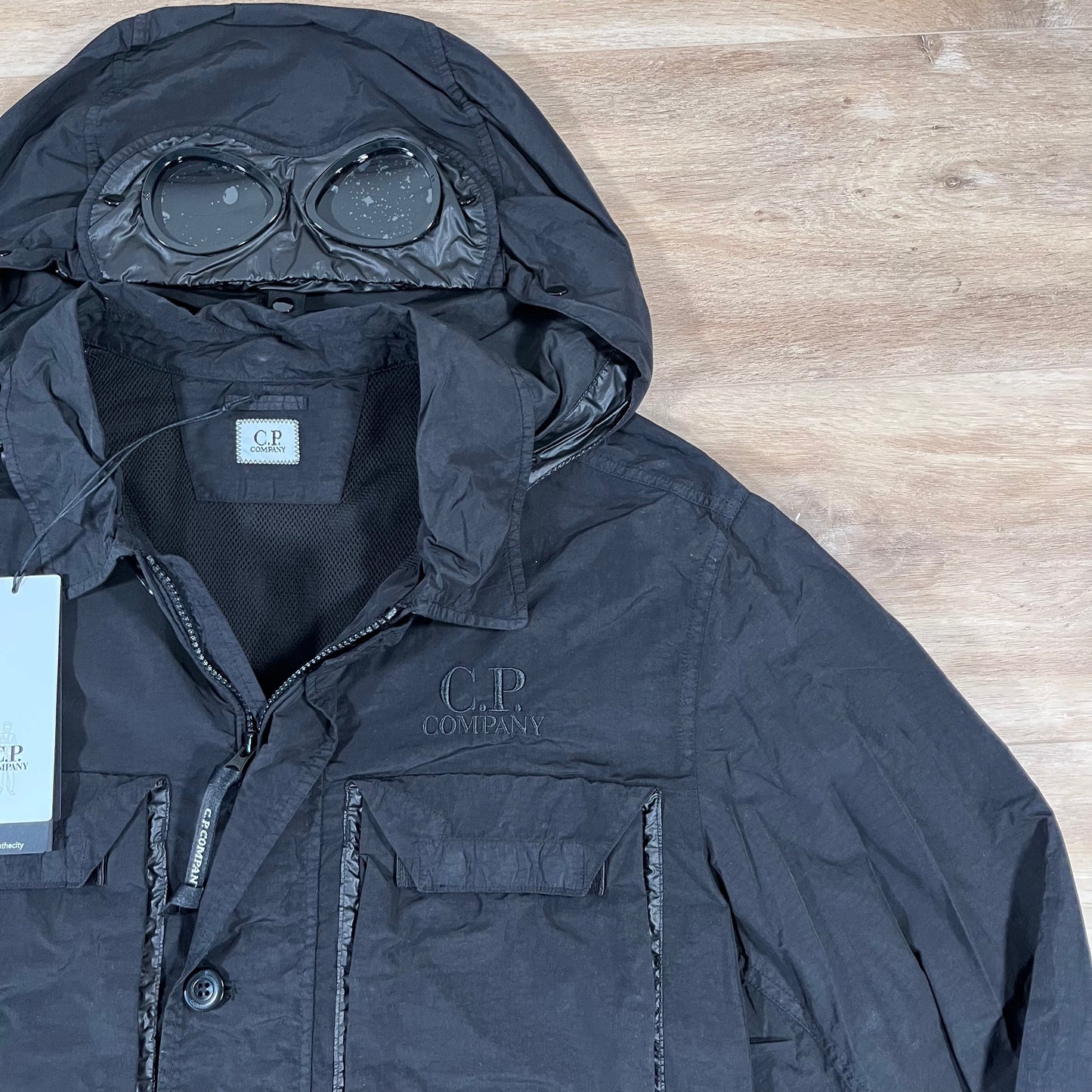 CP Company Flatt Nylon Goggle Overshirt in Black