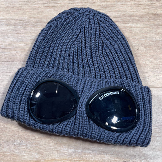 CP Company Extra Fine Merino Wool Goggle Beanie in Ebony